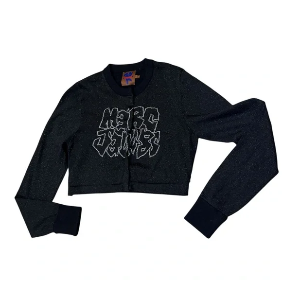 Marc Jacobs heaven Black Cropped Women's Top scribbly logo cardigan Sz M
